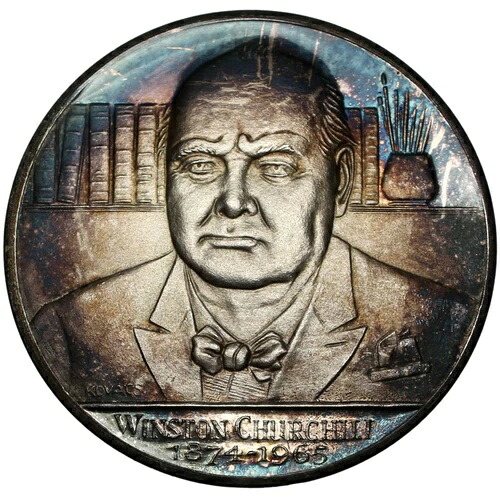 イギリス ウィンストン・チャーチル死去 1965年 銀メダル / アイマー 2104B 38mm