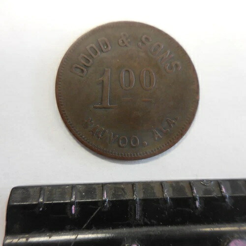未掲載の希少な1.00ドル紙幣、ドッド＆サンズ社、ノーブー、アラバマ州、トークンまたはクラッカー、1914年4月7日