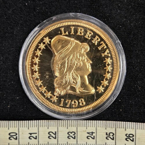 1798年 10ドル複製記念金メッキ 0.999銀 2オンスメダル