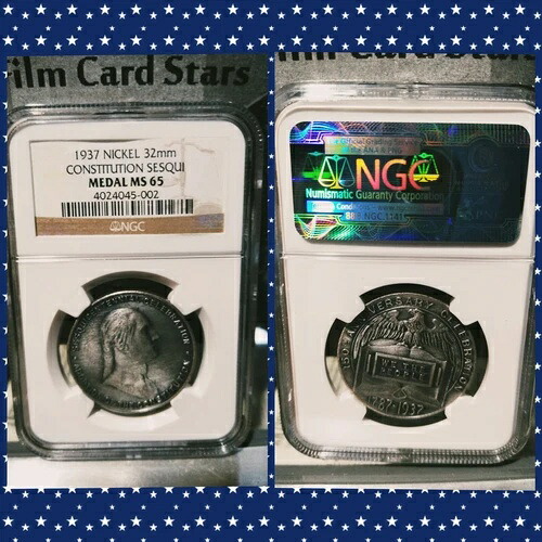 1937年憲法セスキジョージワシントンイーグルメダルUSA NGC MS 65