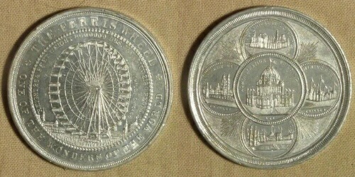 メダル:1893年コロンビア万博観覧車 サウスカロライナ州ドル HK171 38mm AL AU-UNC IRTM493 75,020円