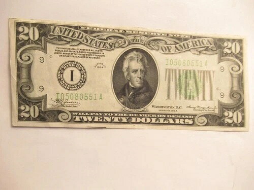1934年 US $20 FRN、状態良好