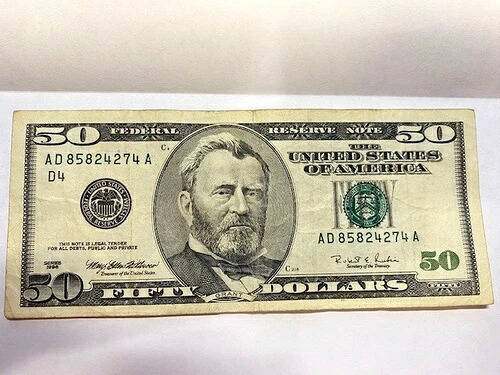 シリーズ 1996 $50 FRN AD 85824274 旧通貨 P5004