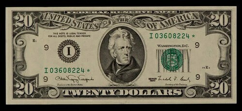 FR 2078-I * $20 1990 連邦準備銀行紙幣 US-スターノート-AU + - SKU-CA1898-
