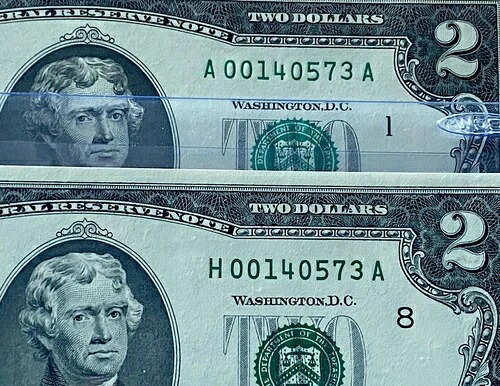 マッチングシリアルナンバー $2 ドルペア (2017A ボストン & 2003A セントルイス) UNC