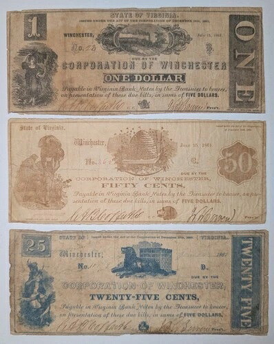 1861 年ウィンチェスター VA 社の 3 つのノート)