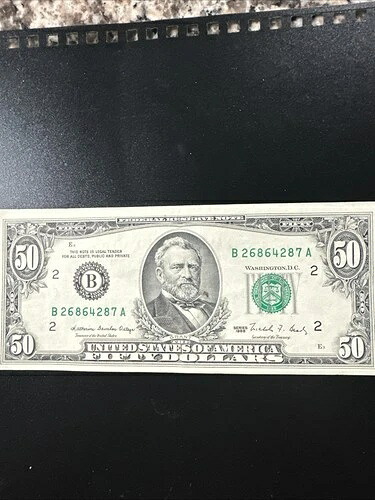 1988年50ドル硬貨。非常に良好な状態。全面鮮明。ニューヨーク