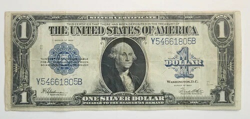 1923年 1ドル銀券 大型紙幣 Fr# 237 - スピールマン / ホワイト Y54661805B