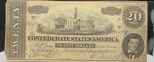 1864年アメリカ連合国20ドル紙幣