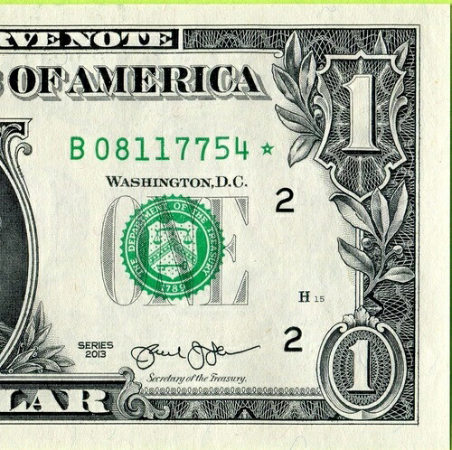 アメリカ - USA 1ドル 2013 Fr#3002-B* UNC / 複製番号 / スター B08117754* 37,895円