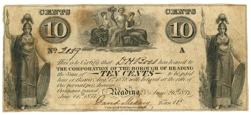 1837年 レディング自治区 10セント PA (L5047) 37,895円