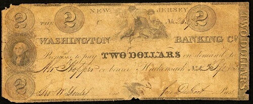 NJ $2 ハッケンサック ニュージャージー The Washington Banking Co. 1830s Haxby NJ-180 G16-