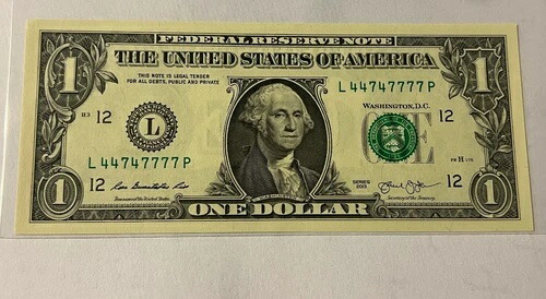 1ドル紙幣、ファンシーシリアル番号 44747777