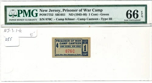 アメリカ第二次世界大戦捕虜収容所チッツ NJ-3-1-1c キャンプキルマー、ニュージャージー州捕虜 PMG 66EPQ