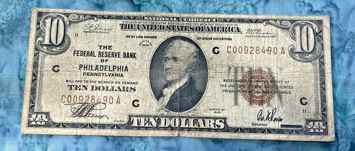1929年 10ドル紙幣 - フィラデルフィア連邦準備銀行