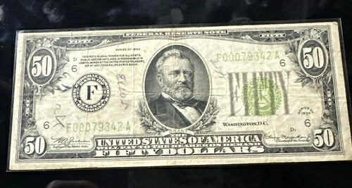 1934年 50ドル 連邦準備銀行 ジョージア銀行 アトランタ「F」