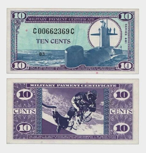 アメリカ - 1969年 - 10セント - 軍事支払証明書 - 「UNC」 #CO6078