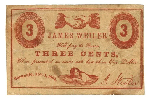 1864 ジェームズ・ワイラー、ペンシルベニア州マークングル 3セント紙幣 (59355)