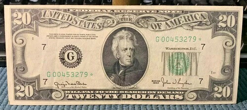 XF/AUシリーズ 1950 $20 シカゴ地区スターノート連邦準備銀行券 *