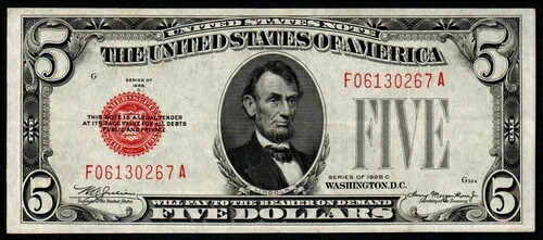 1928C $5 美しく鮮明な XF+/AU 米国紙幣!