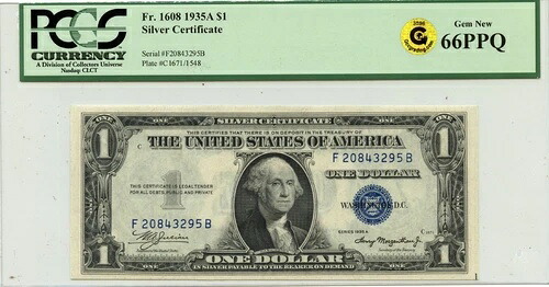 1935A $1 シルバー 認定 FR#1608 PCGS 66 ジェム ニュー PPQ GCC ゴールド