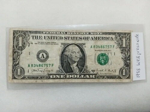 1988-A $1 ウェブ プレス ノート 希少!!