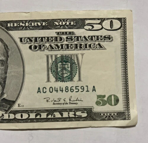 1996シリーズ$50 FRN D4地区、S# AC 04486591 A