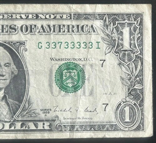 (ほぼソリッド!) $1 バイナリニア ソリッド 7 種類のファンシーシリアル番号g33733333i-