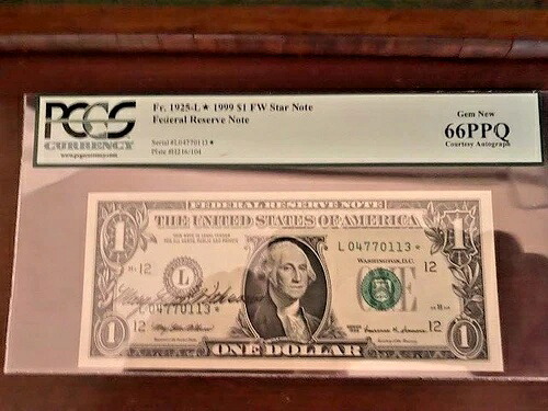 礼儀サイン入り神父様1925年-L * 1999年 $1 * PCGS 66 PPQ スターノート-