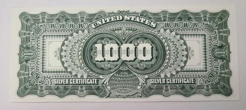 神父様346e 1891年 $1000 シルバー証明書「マーシー」シリーズ BEP リバースプルーフプリント-