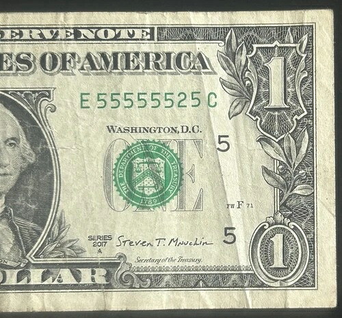 （ほぼソリッド！）$1 バイナリ ニアソリッド 7 オブ ア カインド ファンシー シリアル番号 E55555525C
