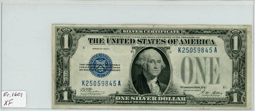 1928A $1「ファニーバック」銀券 Fr#1601 XFコンディション K25059845A