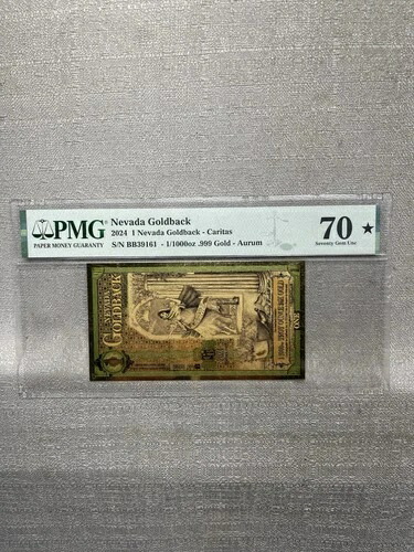 2024 1 ネバダ ゴールドバック - オーラム ゴールド フォイル ノート 24k MS-70 PCGS