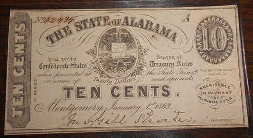 1863年 アラバマ州10セント-モントゴメリー アラバマ州-1863年1月1日-
