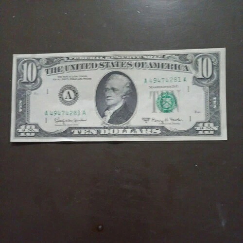 1963年A 10ドル紙幣、ほぼ新品同様の美しいシリアルナンバー入り
