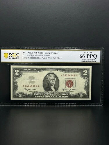 1963A 米国紙幣 - 法定通貨 $ 2ドル紙幣コレクション用の素敵な品。-