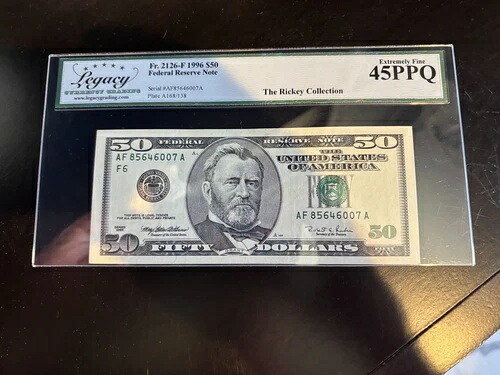 DBR 1996 $50 FRN アトランタ Fr. 2126-F レガシー 45 PPQ シリアル AF85646007A