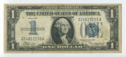 1934年 $1ファニーバック シルバー証明書 VF SM319- 26,400円