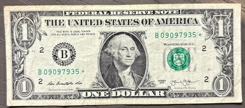 2013 B $1 複製スターノート シリアル番号 B09097935 *