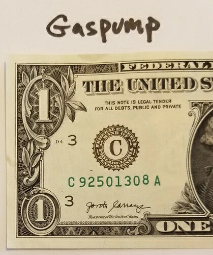 Gaspump Dollar 走行距離計 8回転桁 シリアル番号 2017 C Note-