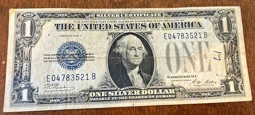 1928年-A銀貨証明書、良好～非常に良好、裏面が面白いバラエティ