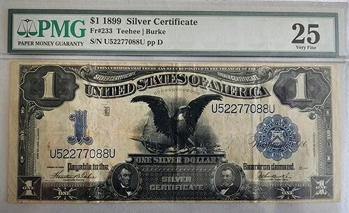 1899年 $1 シルバー証明書ブラックイーグル PCGS 25 Fr 235 19615-