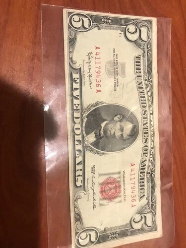 1963年シリーズ レッドシール$5ドル米国紙幣- 94,985円