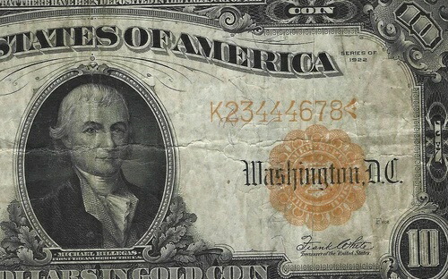 1922年 $10 ゴールド証明書FR.1173 スピルマン/ホワイト PMG 25 非常に良いEPQ (AHJ)- 96,195円