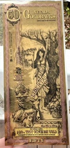 2023年 ネバダ 50 ゴールドバック オーラム 24金貨 1/20オンス ??値上がり中！リアルマネー
