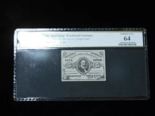 1863年 5セント分数通貨 緑色の裏面（デザイン図なし） - PCGS 64｜WORLD RESOURCE【QUEEN店】