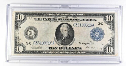 1914年 $10 フィラデルフィア アメリカ合衆国連邦準備銀行紙幣 ラージ紙幣 ブルーシール * 9100-