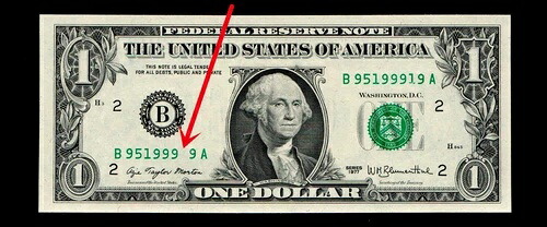 1977年 1ドル連邦準備銀行券 シリアル番号紛失 UNC
