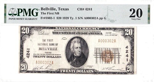 1929年$ 20 - T1ナショナルベルビルテキサスTX ????非常にレア! ????-