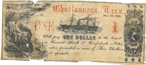 1862年 チャタヌーガ テネシースクリップ - 待ちにまれな廃止通貨紙幣 -